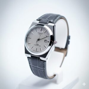 Tissot PRX – Case: Silver, round with a funky texture